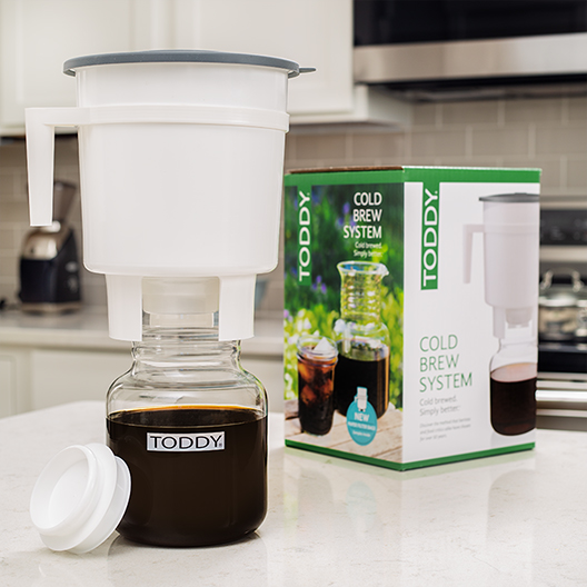 Toddy Cold Brew System with box in home setting